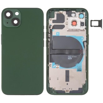 For iPhone 13 Battery Back Cover with Side Keys & Card Tray & Power + Volume Flex Cable & Wireless Charging Module(Green)