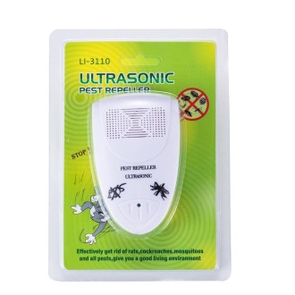 LI-3110 Ultrasonic Electronic Rat Repeller Household Smart Insect Repellent, Style: UK Plug(Black)