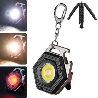 E-SMARTER W5131 Mini Keychain Strong Light Portable Flashlight, Specification: Tarnish+Tripod