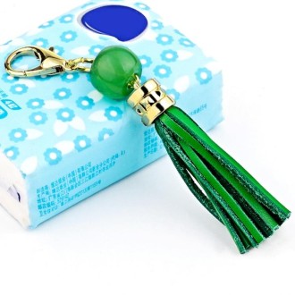 LS02 Cowhide Tassel Keychain Car Hanging Bag Pendant (Green)