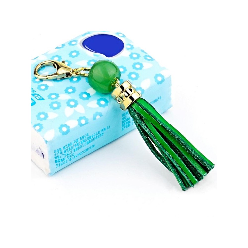 LS02 Cowhide Tassel Keychain Car Hanging Bag Pendant (Green)