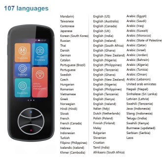 V10 3.0 inch Touch Screen Smart Translator 107 Languages with Offline Translation / Photo Translation(Black)