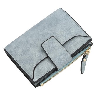 Baellerry Large Capacity Ladies Short Wallet Multifunctional Multi-card Coin Purse(Light Blue)