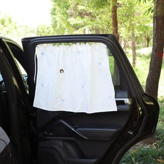 Car Embroidery Curtain Sunshade Cartoon Cotton Suction Cup Curtain Car Sunscreen Insulation Covering Curtain(Girl)