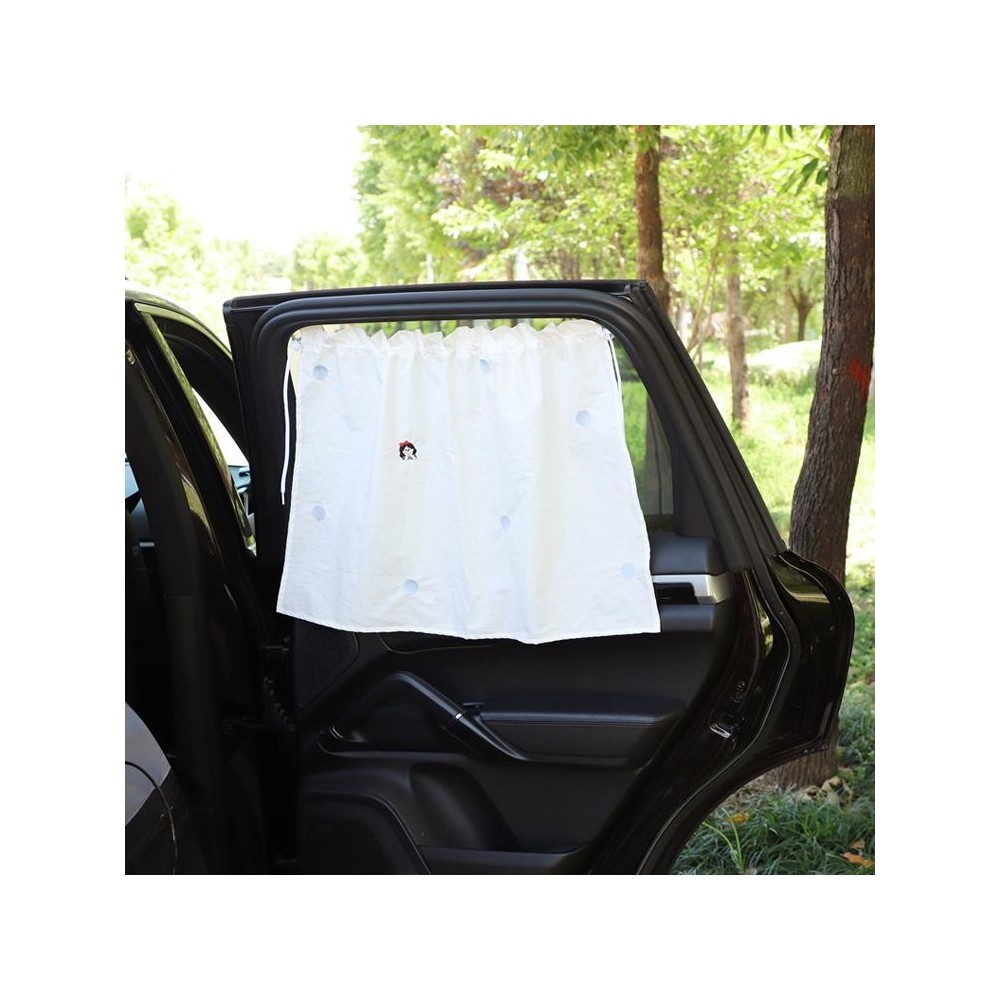 Car Embroidery Curtain Sunshade Cartoon Cotton Suction Cup Curtain Car Sunscreen Insulation Covering Curtain(Girl)