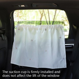 Car Embroidery Curtain Sunshade Cartoon Cotton Suction Cup Curtain Car Sunscreen Insulation Covering Curtain(Girl)