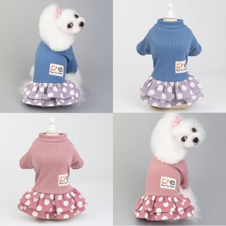 Pet Dog Costume Skirt Spring and Summer Smiley Polka Dot Dress, Size:S(Pink)