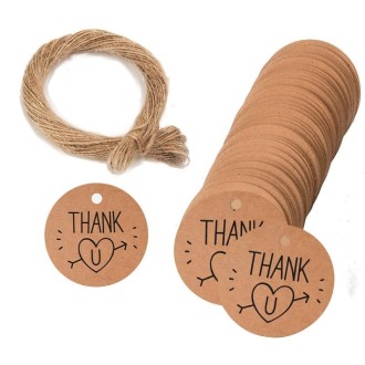 100pcs /Pack Kraft Paper Gift Tag With 20m Hemp Rope(L-08)