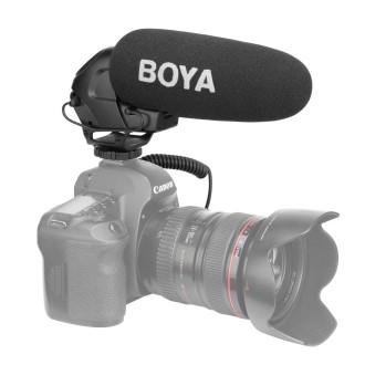 BOYA BY-BM3030 Shotgun Super-cardioid Condenser Broadcast Microphone with Windshield for Canon / Nikon / Sony DSLR Cameras (Blac