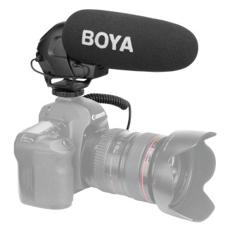 BOYA BY-BM3031 Shotgun Super-cardioid Condenser Broadcast Microphone with Windshield for Canon / Nikon / Sony DSLR Cameras(Black