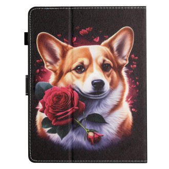 For 7 inch Coloured Drawing Stitching Leather Tablet Case(Corgi)