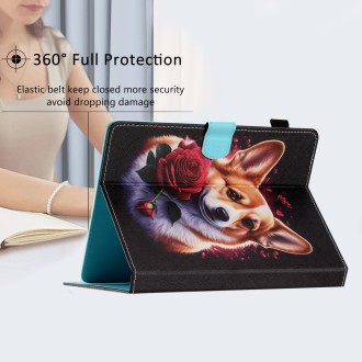 For 7 inch Coloured Drawing Stitching Leather Tablet Case(Corgi)