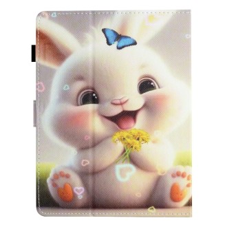 For 8 inch Coloured Drawing Stitching Leather Tablet Case(Rabbit)