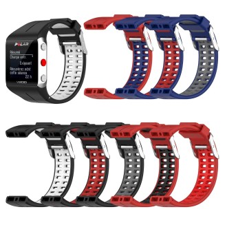 For Polar V800 GPS Smart Watch Two-color Steel Buckle Watch Band(Red+Red)