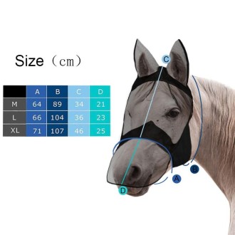 Summer Anti-Mosquito Breathable And Comfortable Horse Mask XL(Black)