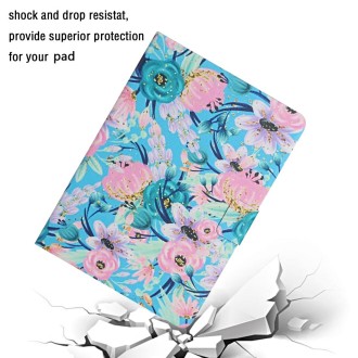 For Samsung Galaxy Tab S6  Flower Pattern Horizontal Flip Leather Case with Card Slots & Holder(Pink Flower)