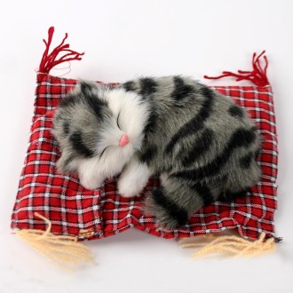 Lovely Simulation Animal Doll Plush Sleeping Cats Toy Cat Mat Doll Decorations Stuffed Toys Car Decoration Crafts, Mat Size: 19*