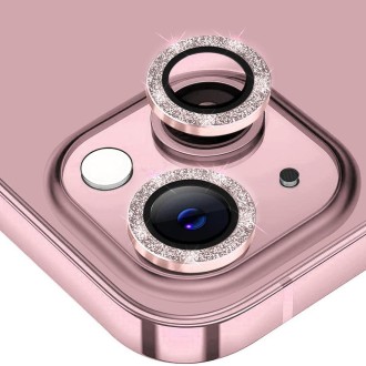 For iPhone 15 / 15 Plus ENKAY Hat-Prince Glitter Rear Lens Aluminium Alloy Tempered Glass Film(Pink)