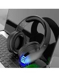 SH33 Bluetooth Wired Dual-mode RGB Headset Mobile Phone Heavy Bass Noise Reduction Gaming Headset(Black)