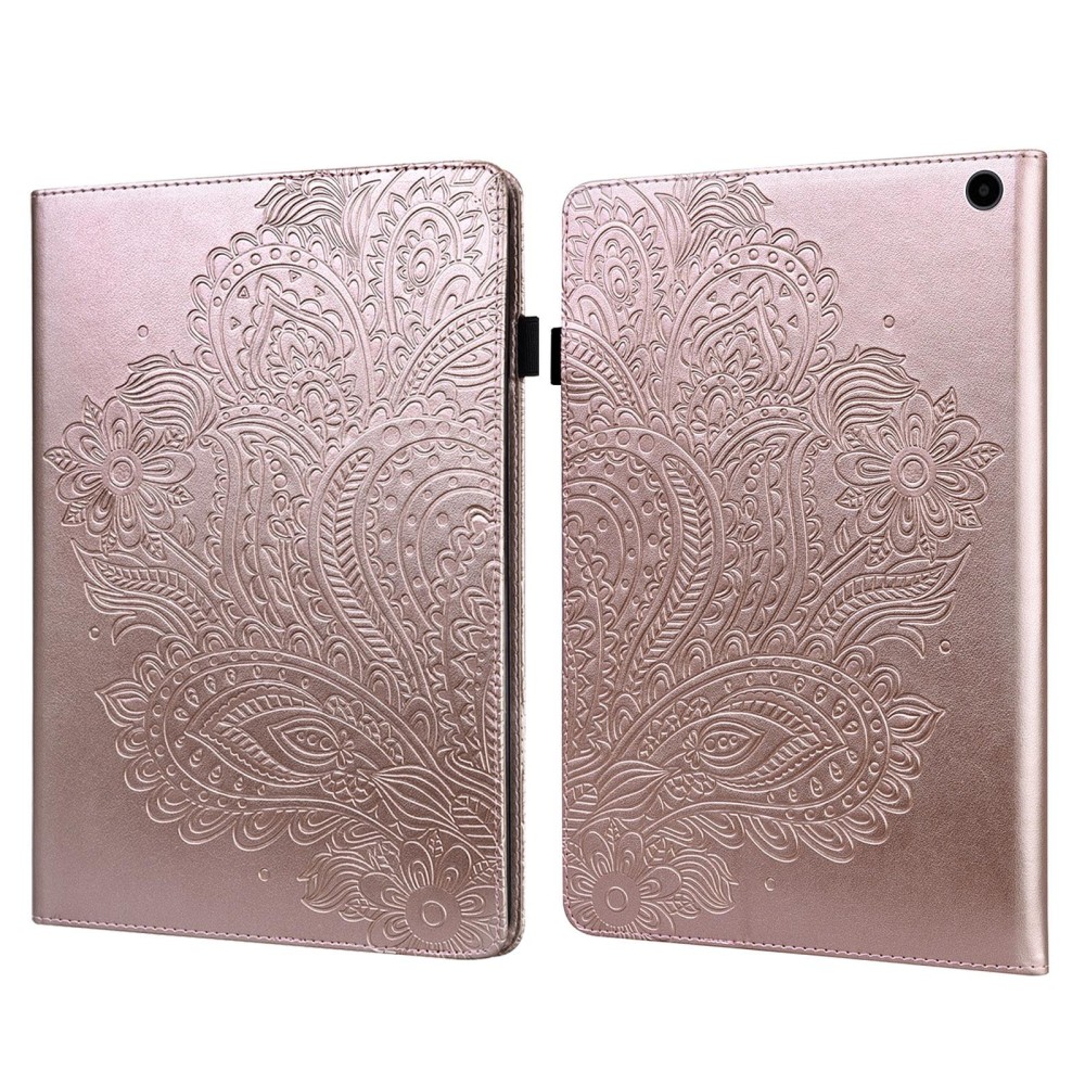 For Amazon Fire Max 11 Peacock Embossed Pattern Leather Tablet Case(Rose Gold)