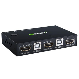 AM-KVM201 4K Ultra HD Metal Case 2 In 1 Out HDMI KVM Switch