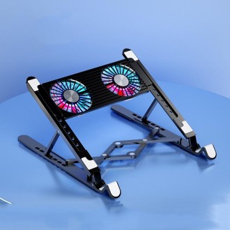 Laptop Radiator Bracket Folding Storage Air-cooled Cooling Base,Style: Double Fan