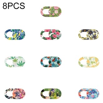 8 PCS Universal Oval Shape Design WebCam Cover Camera Cover for Desktop, Laptop, Tablet, Phones, Color Random(Flower Style)