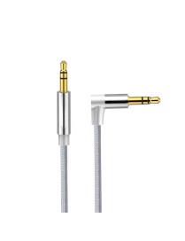 AV01 3.5mm Male to Male Elbow Audio Cable, Length: 50cm(Silver Grey)
