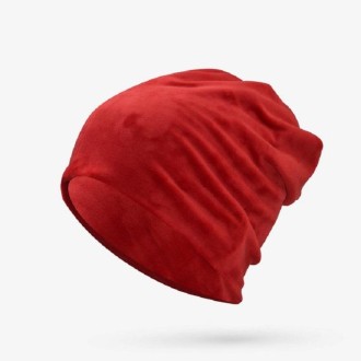 Unisex Autumn and Winter Velvet Hooded Cap Simple Ear Protection Cap, Size:55-60cm(Red)