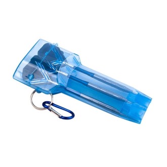 Sports Portable Dart Box Plastic Transparent Container Storage Darts Case with Key Buckle(Blue)