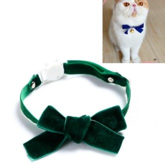 Velvet Bowknot Adjustable Pet Collar Cat Dog Rabbit Bow Tie Accessories, Size:S 17-30cm, Style:Bowknot(Green)