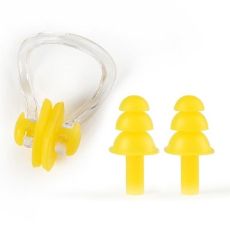 Earplugs Nose Clip Silicone Set Swimming Waterproof Equipment(Yellow)