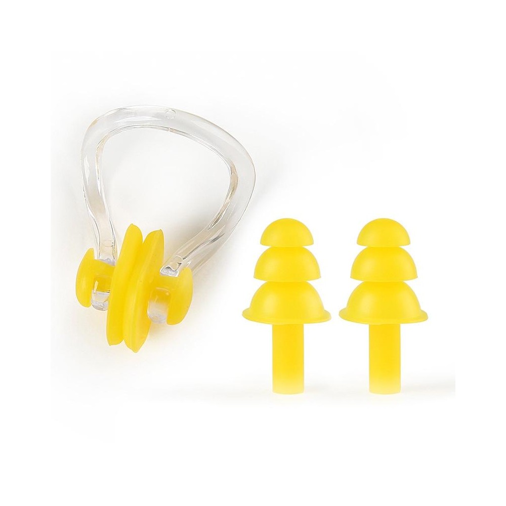 Earplugs Nose Clip Silicone Set Swimming Waterproof Equipment(Yellow)