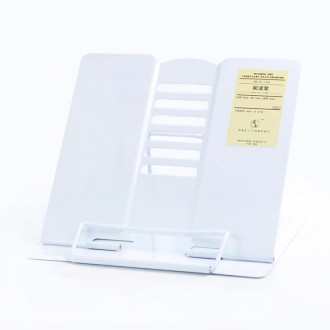 Portable Metal Adjustable Reading Book Holder Support iPad Document Book Shelf Bookstand, Size:Small(White)