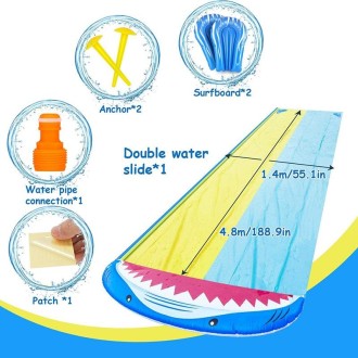 PVC Water Spray Shark Slide Lawn Park Outdoor Water Toys With Surfboard