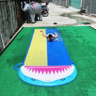 PVC Water Spray Shark Slide Lawn Park Outdoor Water Toys With Surfboard