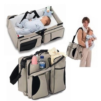 Newborn Baby Portable Travel Foldable Bed Mummy Pack Bag(Gey Blue)