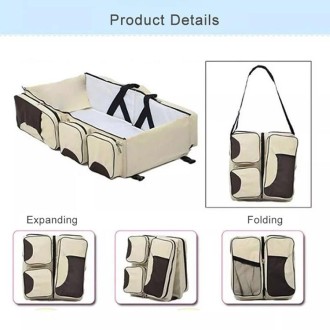 Newborn Baby Portable Travel Foldable Bed Mummy Pack Bag(Gey Blue)