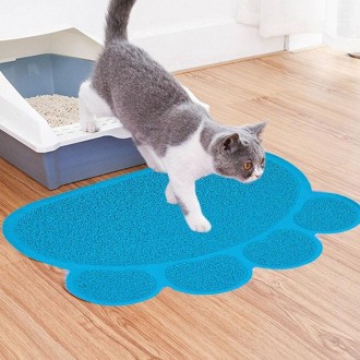 PVC Claw Shaped Cat Litter Mat Pet Placemat Anti-skid Floor Mat Pet Supplies(Light Blue)