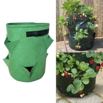 6 Pockets 26L / 7 Gallon Non-woven Felt Strawberry Planting Bag, Size: 30X35cm(Grass Green)