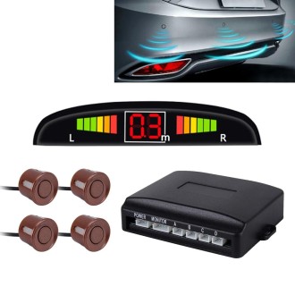 Car Buzzer Reverse Backup Radar System - Premium Quality 4 Parking Sensors Car Reverse Backup Radar System with LCD Display(Brow