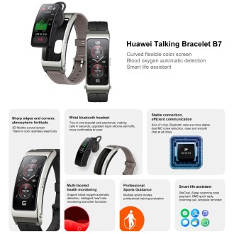 Original Huawei TalkBand B7 Smart Bracelet, 1.53 inch Screen, Support Bluetooth Call / Heart Rate / Blood Oxygen / Sleep Monitor