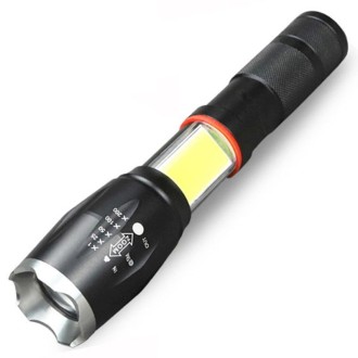 Telescopic Zoom Strong Light Flashlight Strong Magnetic Rechargeable LED Flashlight, Colour: Silver Head (No Battery, No Charger