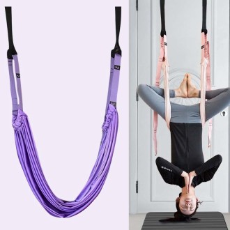 2 in 1 Home Yoga Hammock Indoor Stretching Sling Stretch Widening Yoga Strap + Door Buckle Storage Bag Set(Purple)