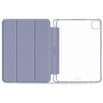 For iPad Pro 12.9 2022 / 2021 / 2020 3-fold Shockproof Smart Leather Tablet Case(Lavender)