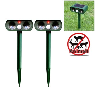 2 PCS Powerful Ultrasonic Solar-powered Animal Repeller With PIR Sensor & Light Sensor, Got the CE / ROHS Certification