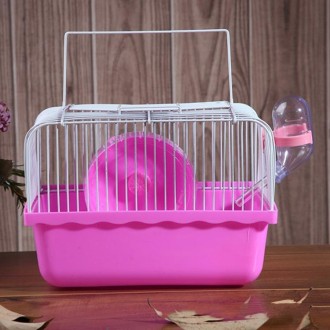 Hamster Cage Portable Take-Out Cage Hamster Golden Bear Supplies(Pink)