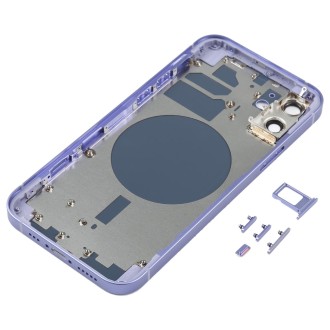 Back Housing Cover with SIM Card Tray & Side  Keys & Camera Lens for iPhone 12(Purple)