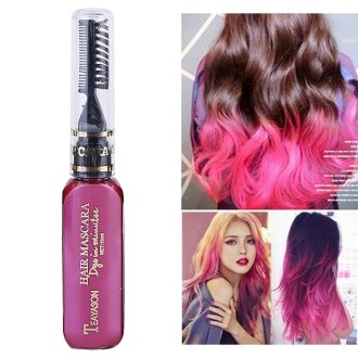 One-time Hair Temporary Color Hair Dye Non-toxic DIY Hair Color Mascara Dye Cream Hair(Rose Red)