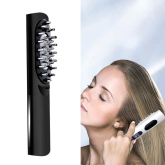 DYM007-005 Scalp Medicine Device Massage Comb Red Light Vibration Scalp Smear Potion Essence Liquid Guide Device(Black)